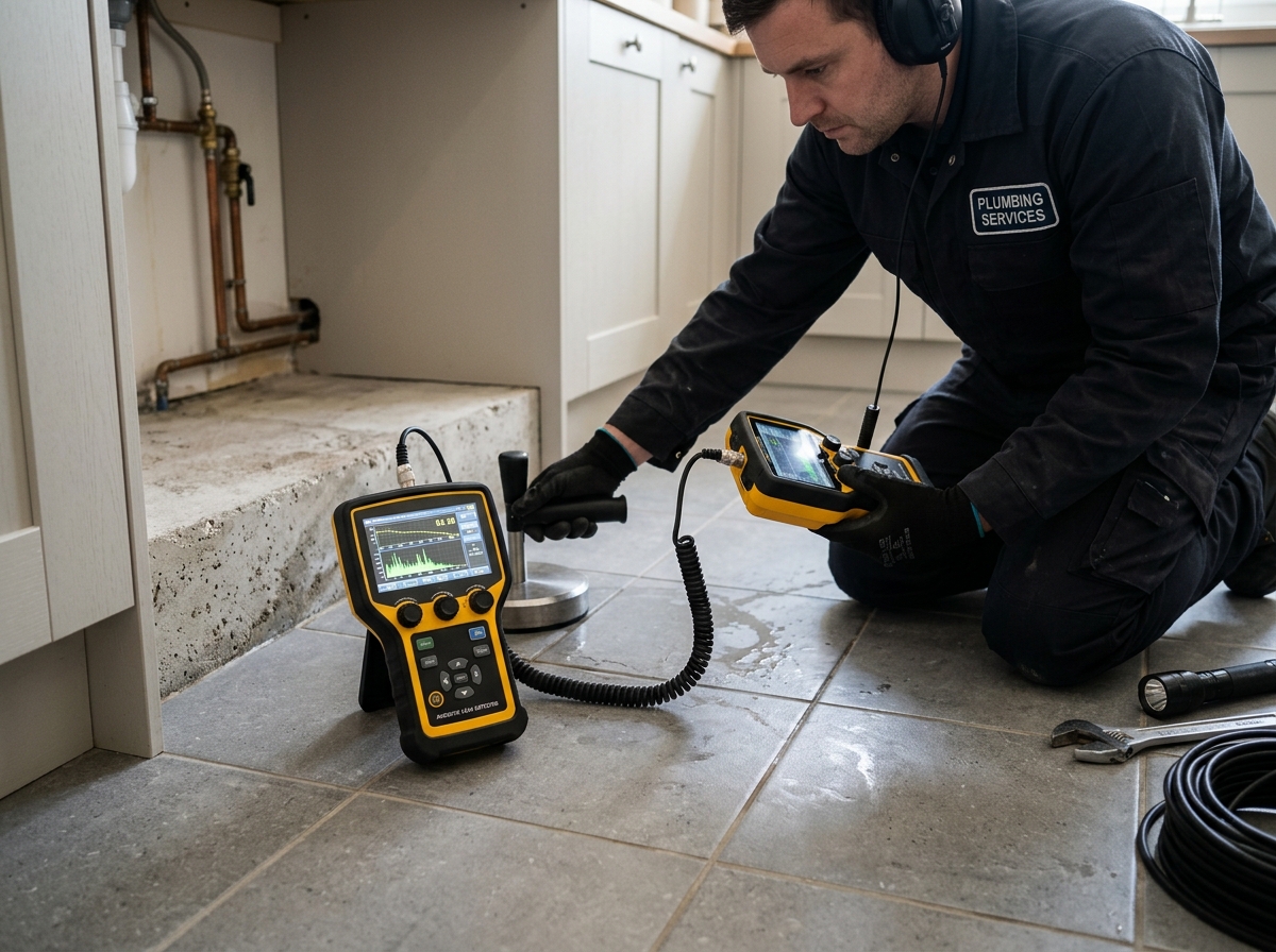 Acoustic detection equipment used to find slab leaks in San Angelo